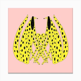 Dogs In Love Yellow Square Canvas Print