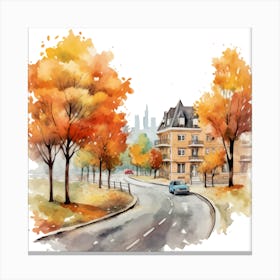 Watercolor Autumn Painting 1 Canvas Print