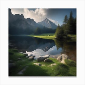 Mountain Lake - Lake Stock Videos & Royalty-Free Footage Canvas Print