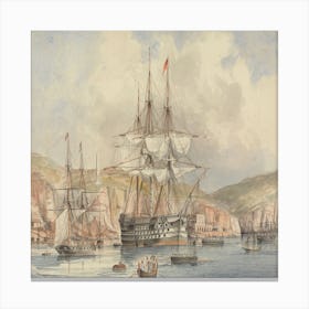 Ship In The Harbour Canvas Print