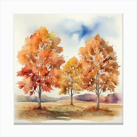 Watercolor Of Autumn Trees 1 Art Print 1 Canvas Print