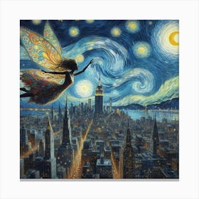 Fairy On The Starry Night Canvas Print