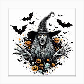 Witch With Pumpkins Canvas Print