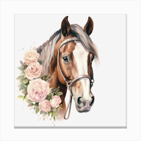 Horse With Roses Canvas Print