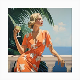 Girl With A Glass Canvas Print