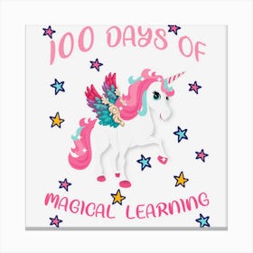 Happy 100th Day Of School Unicorn Magical Learning Canvas Print