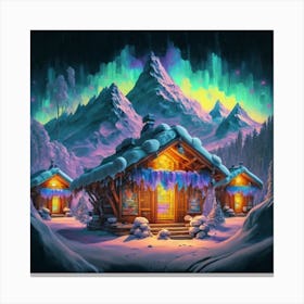 Mountain village snow wooden 6 10 Canvas Print