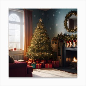 Christmas In The Living Room 6 Canvas Print