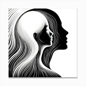 Portrait Of A Woman With Long Hair Canvas Print