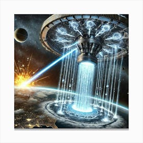 A High Tech Sci Fi Scene Showing A Massive Orbita Canvas Print