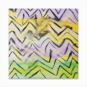 Zigzag yellow green pink Canvas Print