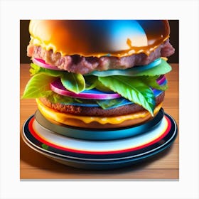 Hamburger On A Plate Canvas Print