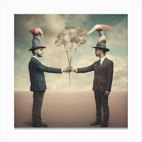 Two Men In Hats Canvas Print