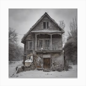 Abandoned House In Winter Canvas Print