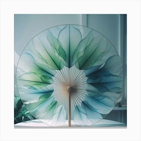 Fan of green-blue transparent leaves 5 Canvas Print