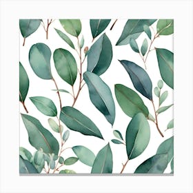 Illustrative Albedo Watercolor Eucalyptus Leaves Art 3 Canvas Print