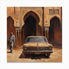 Man And A Car Canvas Print