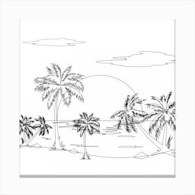 Minimal Line Palm Beach 2 Canvas Print