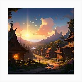 Village At Sunset 2 Canvas Print