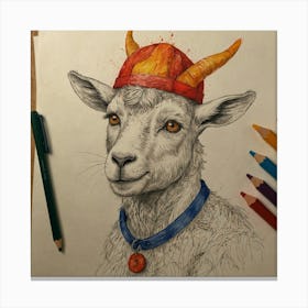 Goat With A Hat Canvas Print