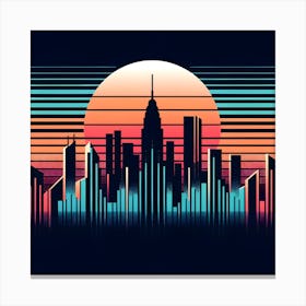 Retro City Skyline Canvas Print