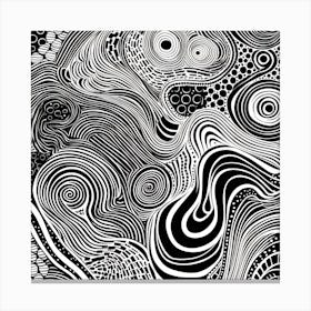 Wavy Sketch In Black And White Line Art 6 Canvas Print