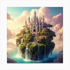 Firefly Soft, Pastels, Intricate, Castle, Floating, Islands, Cascading, Waterfalls, Dreamy, Ethereal (10) Canvas Print