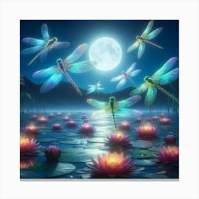 Dragonflies In The Water 4 Canvas Print