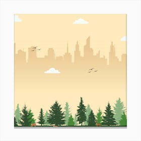 Cityscape With Trees Canvas Print