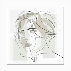 Abstract Line Face, Line Art Woman, Neutral Colors Wall Art, Minimal Wall Canvas Print