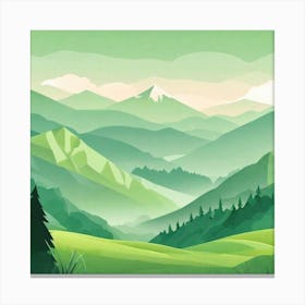 Misty mountains background in green tone 186 Canvas Print