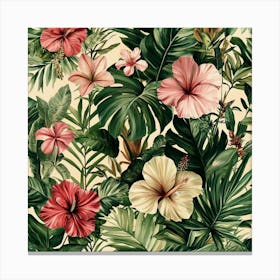 Tropical Floral Pattern Art Canvas Print