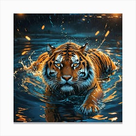 Tiger In Water Canvas Print