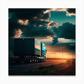 Sunset With Truck (9) Canvas Print