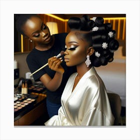 A makeup artist and her client 1 Canvas Print