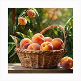 Peaches In A Basket 2 Canvas Print