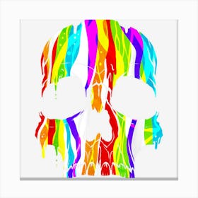 Colorful Skull Paint Dripping Day Of The Dead And Halloween Canvas Print