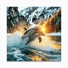 Dolphin Jumping In The Water 2 Canvas Print