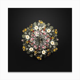 Vintage Painted Lady Flower Wreath on Wrought Iron Black n.0088 Canvas Print