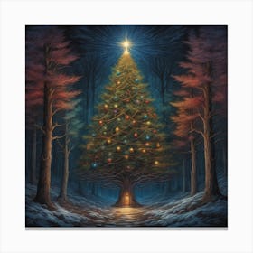 Christmas Tree In The Forest 87 Canvas Print