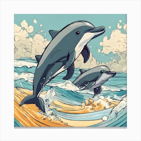 Dolphins In The Ocean Canvas Print