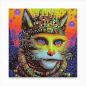 Psychedelic Cat King #2 Canvas Print