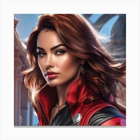 Brunette Mercenary Red Jacket Canvas Print