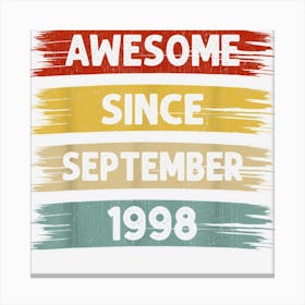 24 Years Old Awesome Since September 1998 24th Birthday 1 Canvas Print