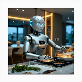 Leonardo Phoenix 10 A Sleek Silver And Minimalist Robot With G 2 Canvas Print