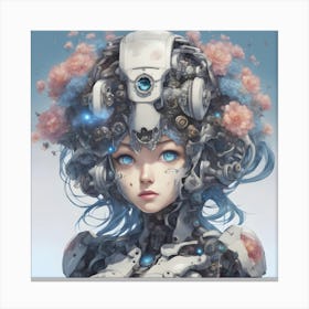 Robot Girl blue eyes Canvas Print