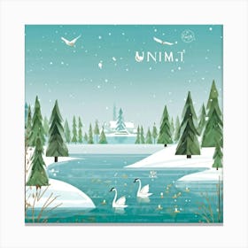 Oversize Greeting Card Showcasing A Winter Landscape In Siberia Featuring A Cygnet Little Swan And Canvas Print