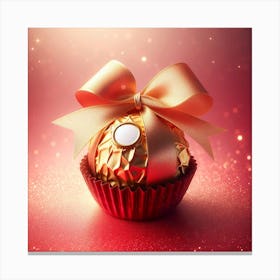 Gold Chocolate With Bow Canvas Print