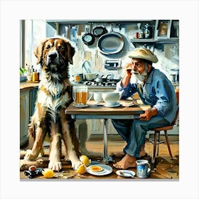 Dog In The Kitchen Canvas Print