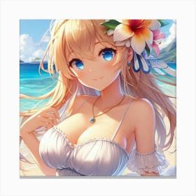 Anime Girl On The Beach 5 Canvas Print
